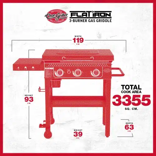 Char-griller® - Flat Iron™ 3 Burner Gas Griddle / Plancha (no regulator)