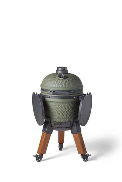 Alternative view of Moddern Kamado - "wood" aluminium bein + sidebord